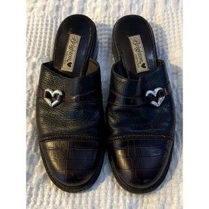 Brighton Vintage 1990's Kelsey Mules - Black/Brown - Size 9.5 M - GUC
